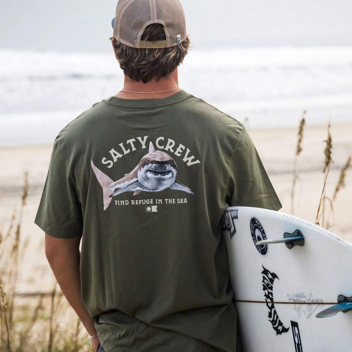 Salty Crew Lurking T-Shirt - Dusty Olive - Image 3