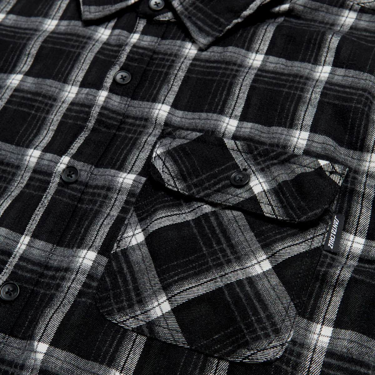 Santa Cruz Classic Long Sleeve Flannel Shirt - Black Plaid - Image 3