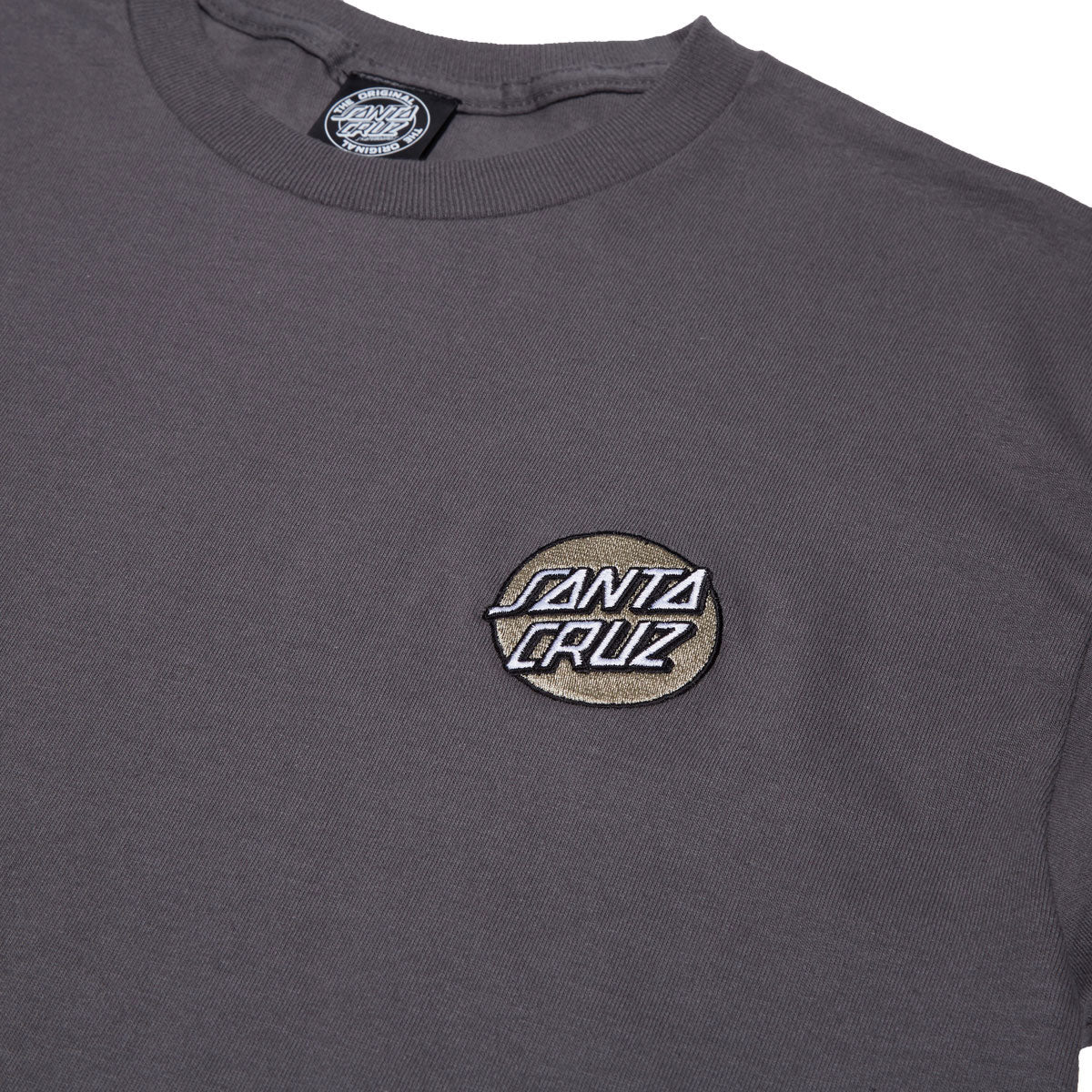 Santa Cruz Cruz Embroidered T-Shirt - Charcoal/Tan - Image 2