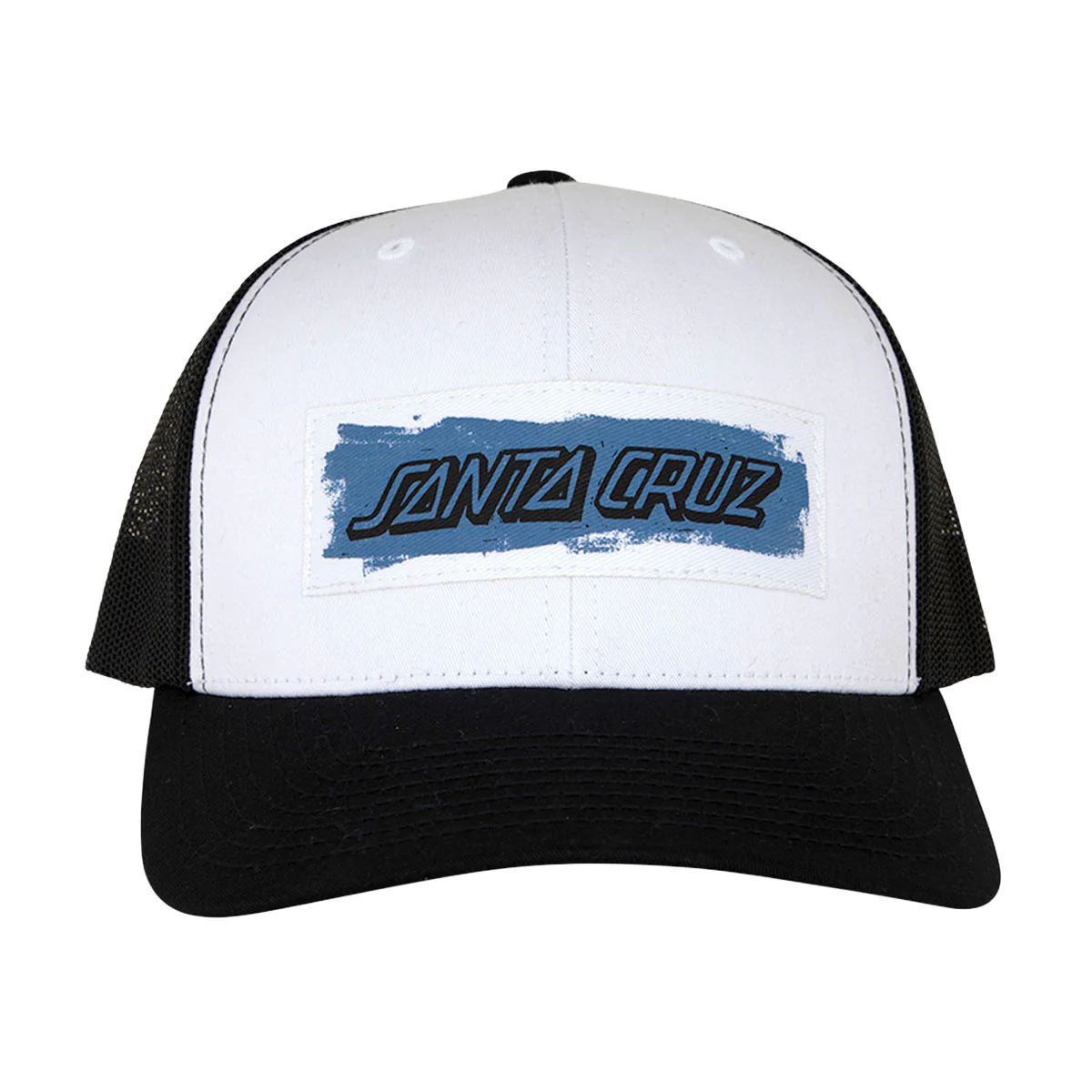 Santa Cruz Cut Strip Mesh Trucker Hat - White/Black - Image 2