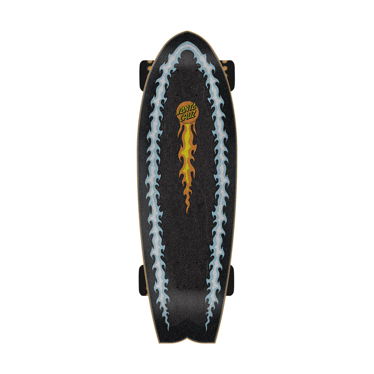 Santa Cruz Flaming Dice 27.7" Shark Pre-Built Cruiser Complete - Image 2