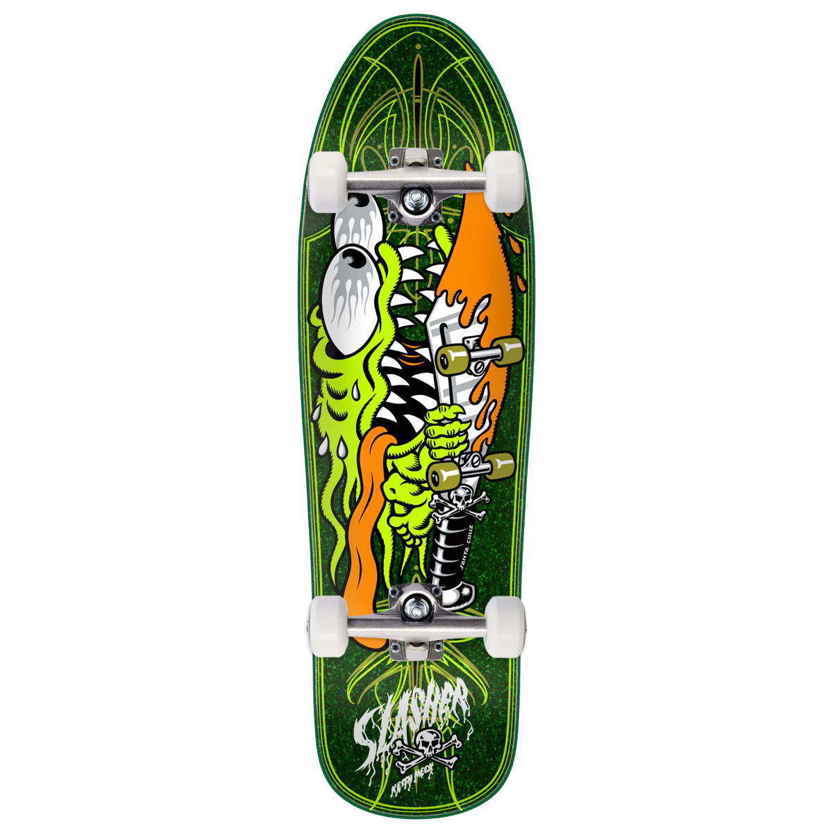 Santa Cruz Meek Pinstripe Slasher Green Pro Skateboard Complete - 9.23"