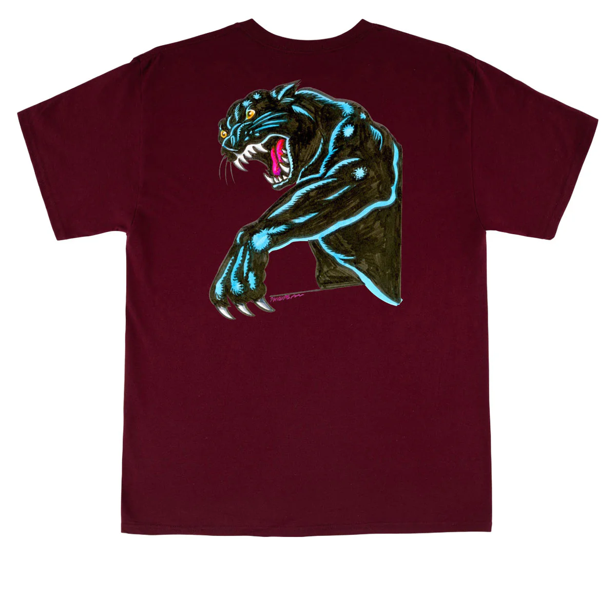 Santa Cruz Natas Sketch Panther T-Shirt - Maroon