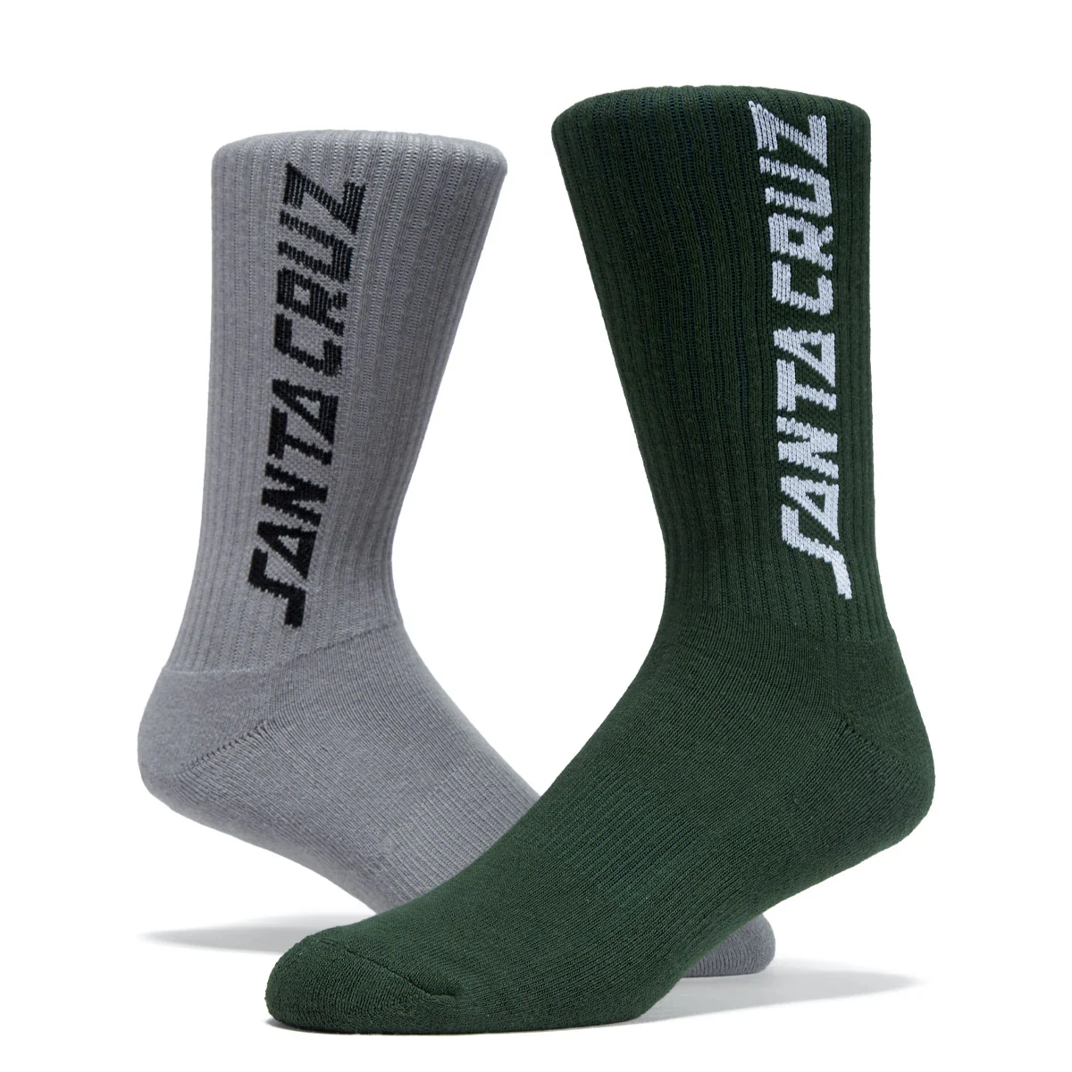 Santa Cruz Solid Strip 2 Pack Of Socks - Grey/Forest Multi - 9-11 - Image 2