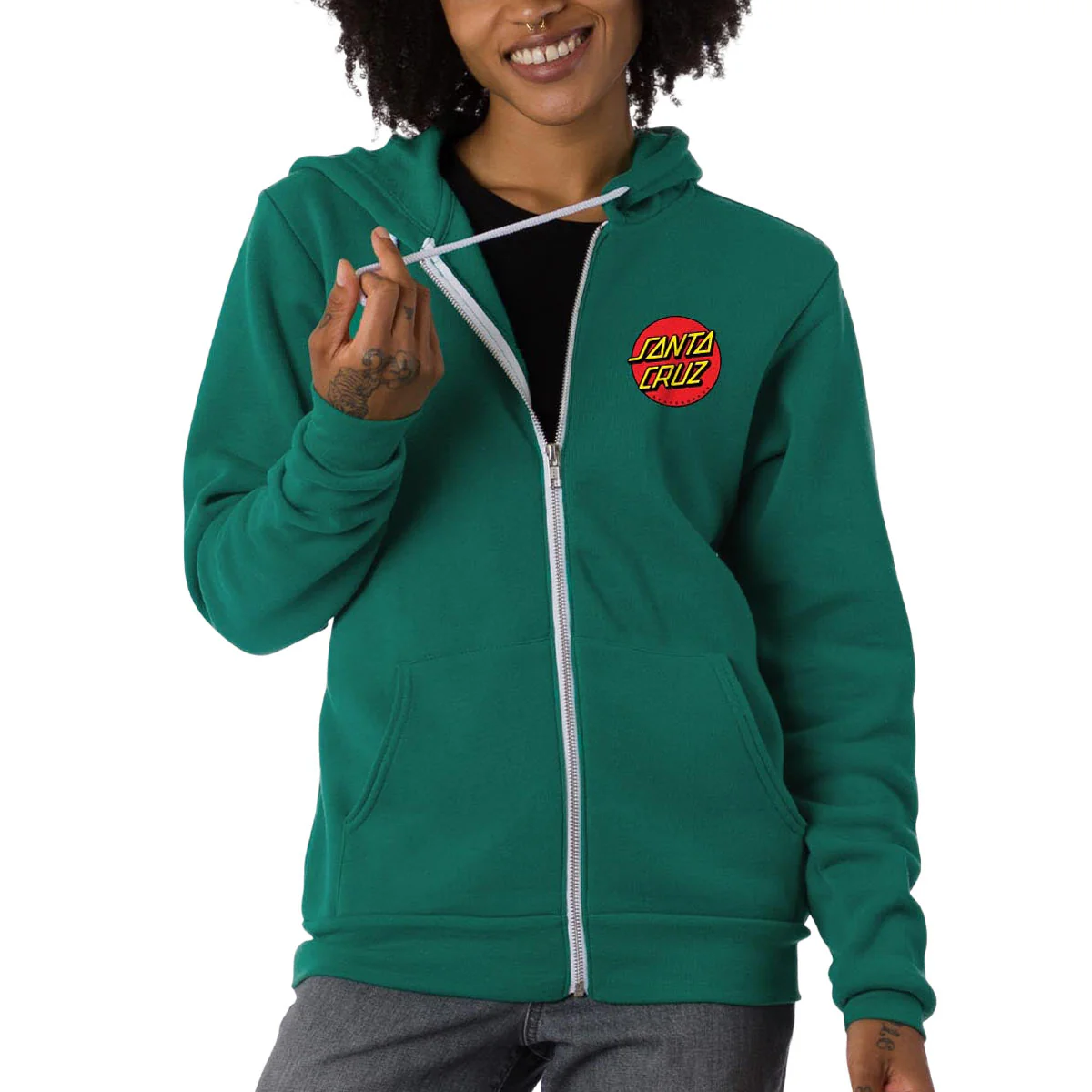 Santa Cruz Womens Classic Dot Zip Hoodie - Alpine Green
