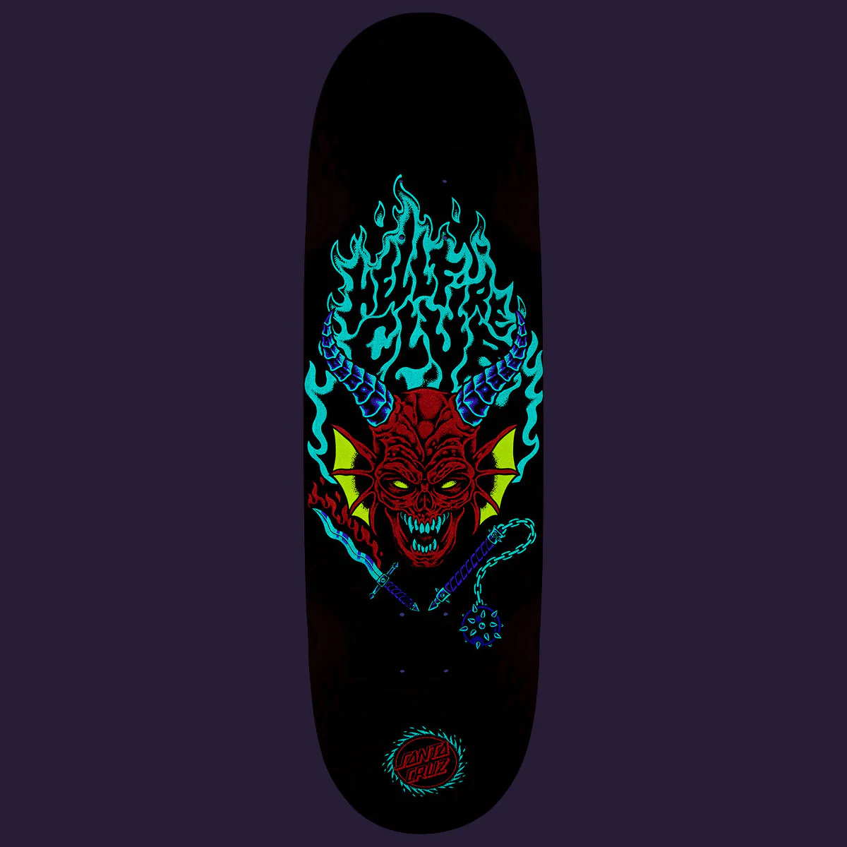 Santa Cruz x Stranger Things Hellfire Club Flames Skateboard Complete - Glow In The Dark - 9.00" - Image 4