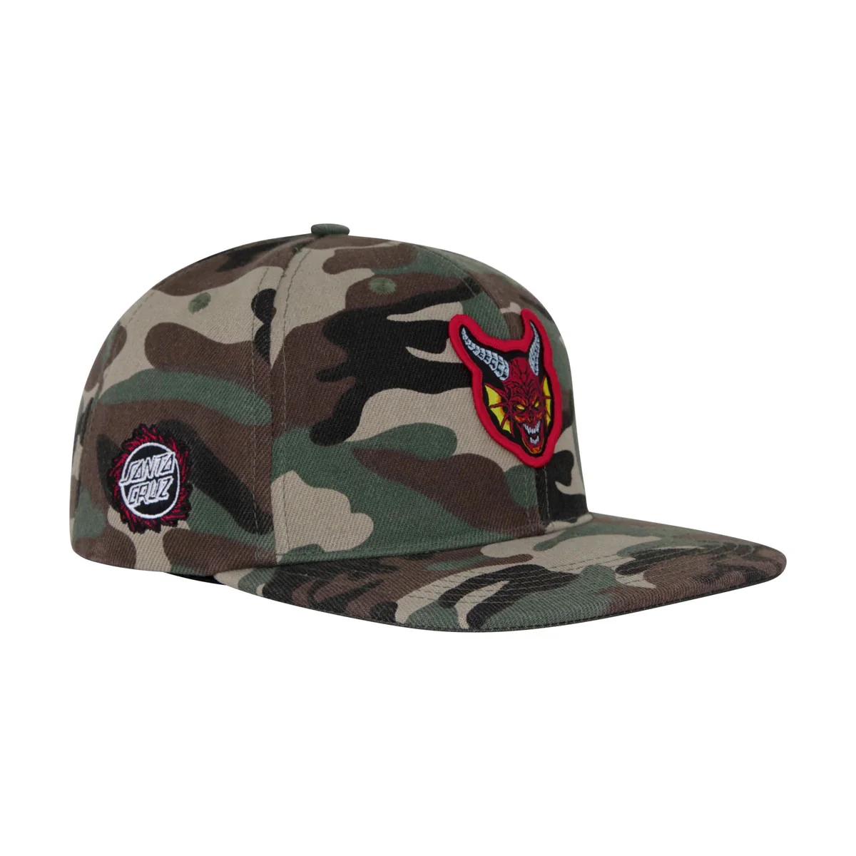Santa Cruz x Stranger Things Hellfire Club Snapback Hat - Camo - Image 2
