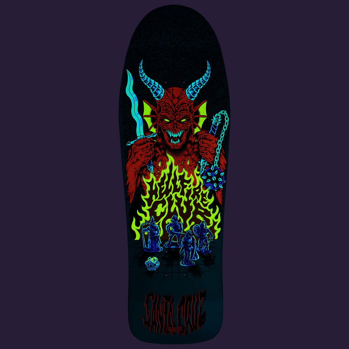 Santa Cruz x Stranger Things Knox Hellfire Pit Skateboard Deck - Glow In The Dark - 10.07" - Image 4