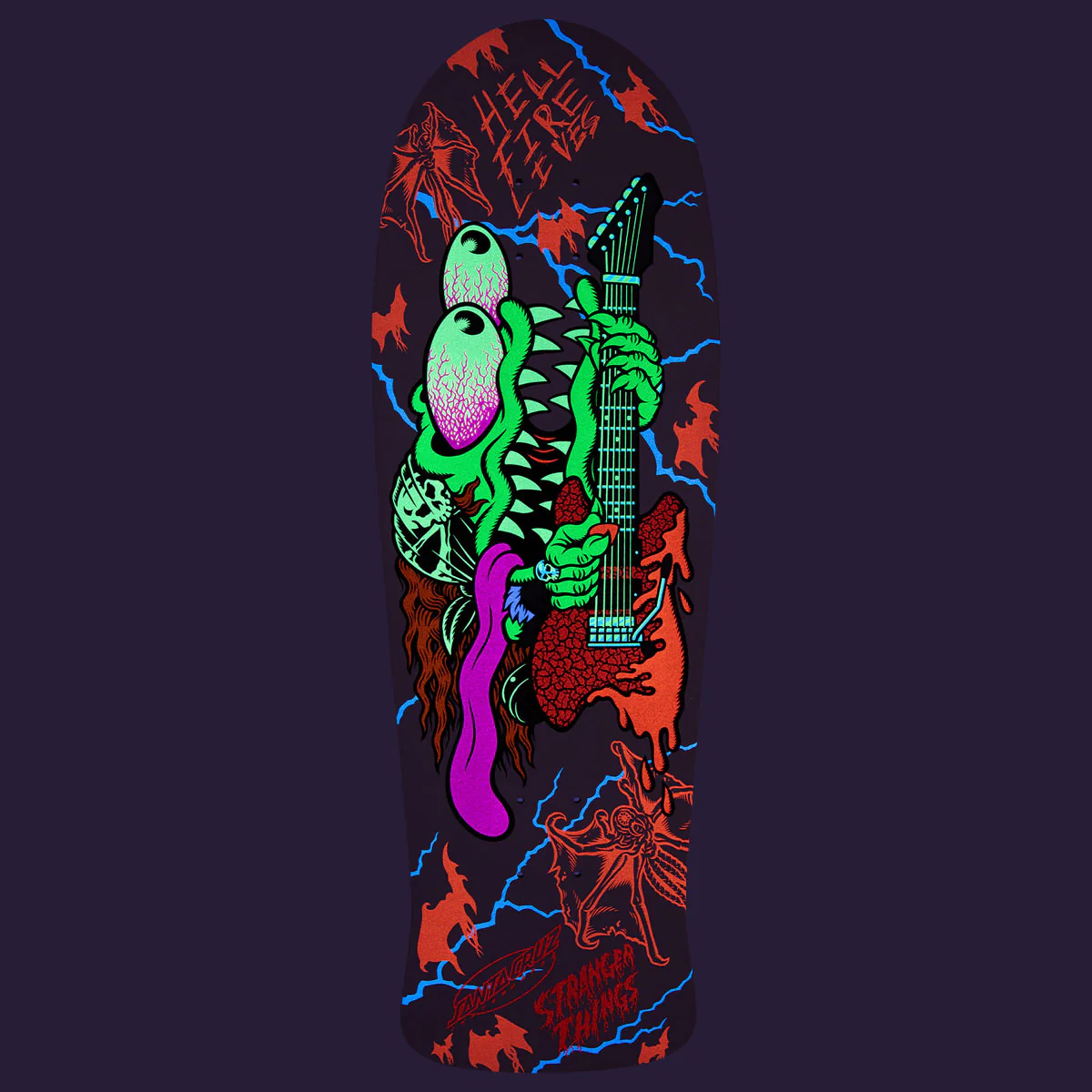 Santa Cruz x Stranger Things Meek Slasher Eddie Reveal Skateboard Complete - Glow In The Dark - 10.10" - Image 4