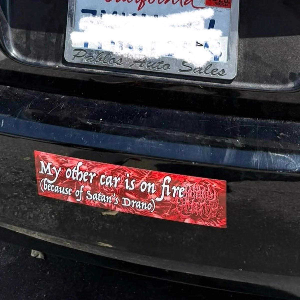 Satan's Drano Bumper Sticker - Red - Image 2