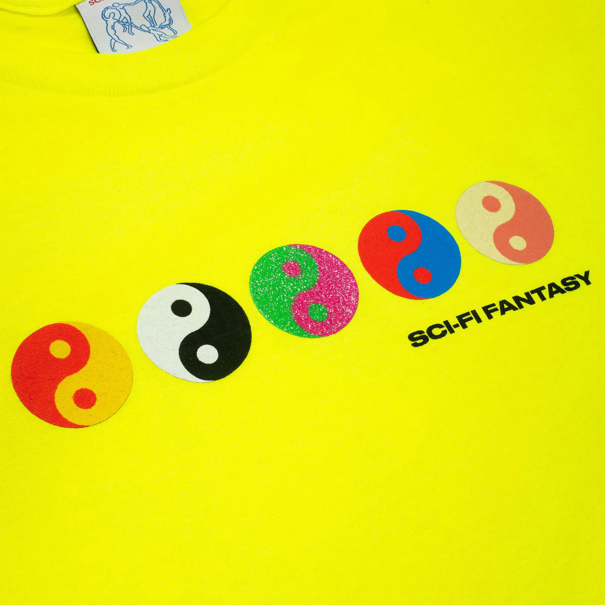 Sci-Fi Fantasy Yin Yang T-Shirt - Safety Green - Image 2