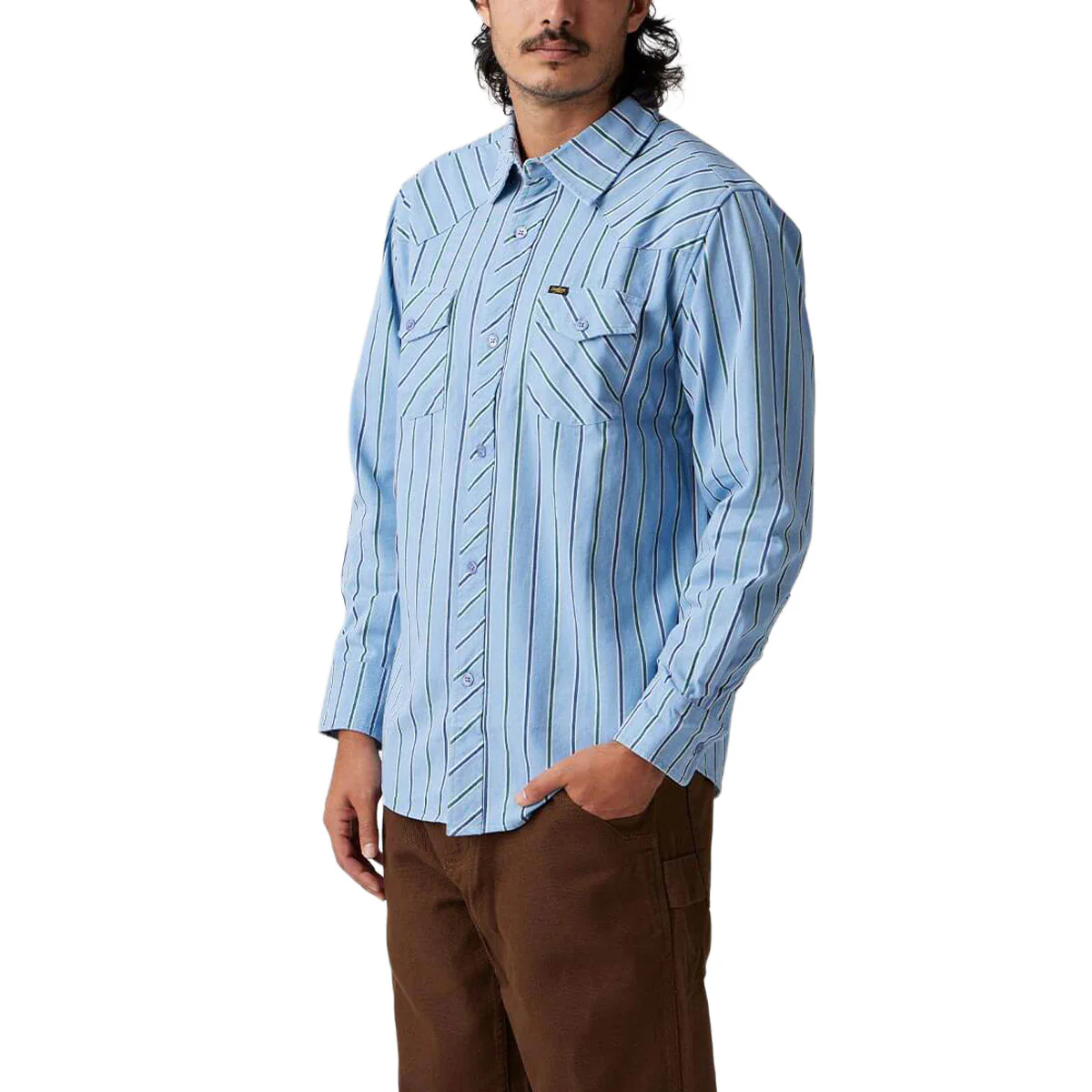 Seager Amarillo Long Sleeve Shirt - Steel Blue Stripe - Image 5
