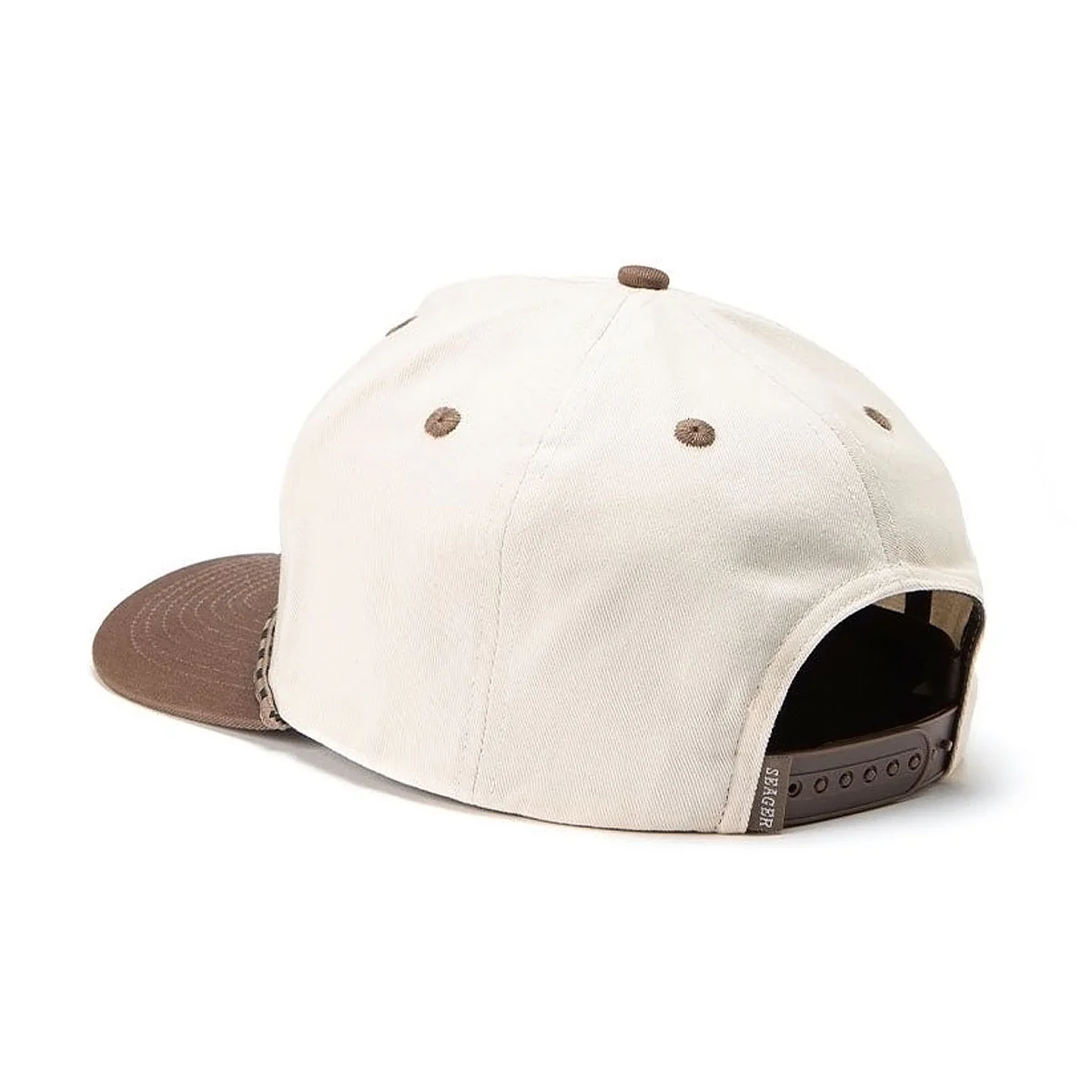 Seager Branded Snapback Hat - Cream/Brown - Image 2