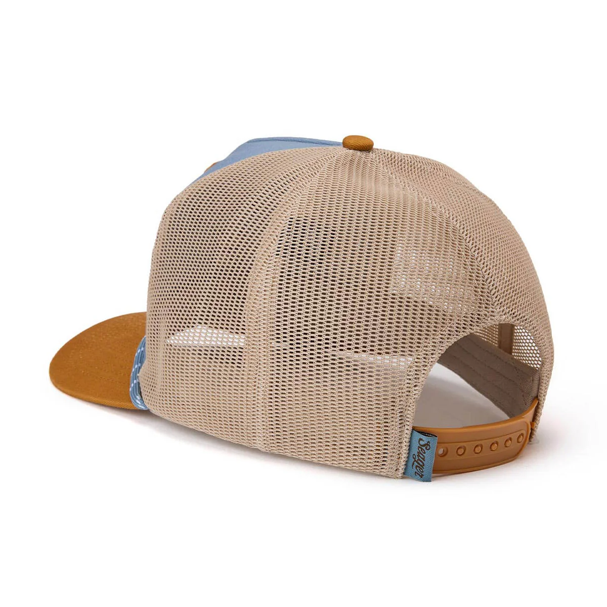 Seager Branded Trucker Snapback Hat - Blue/Tan - Image 2