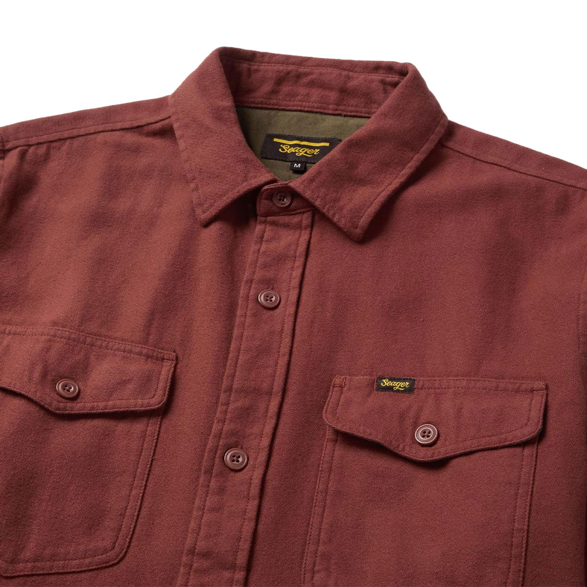 Seager Calico Flannel Solid Shirt - Red Rock - Image 3