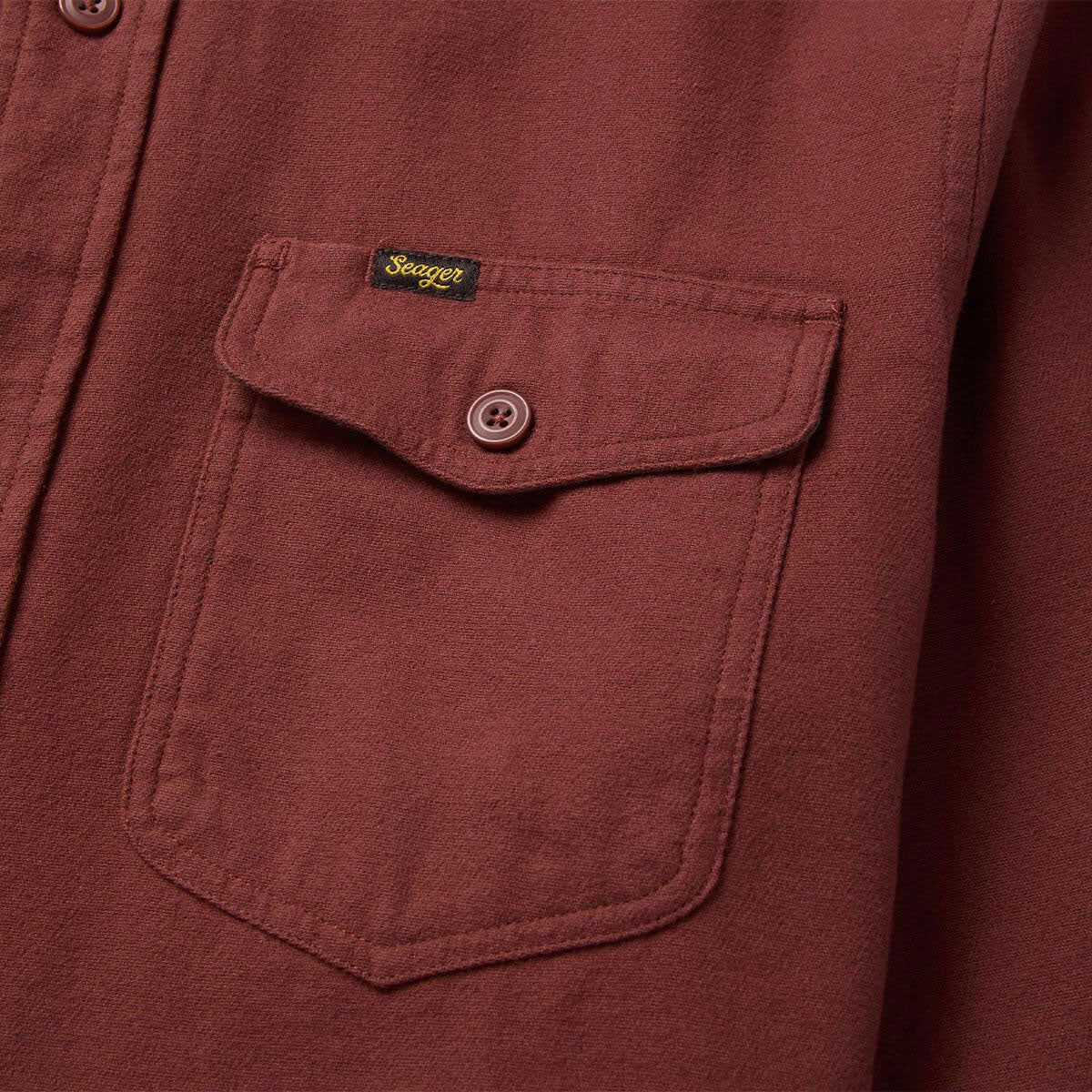 Seager Calico Flannel Solid Shirt - Red Rock - Image 6