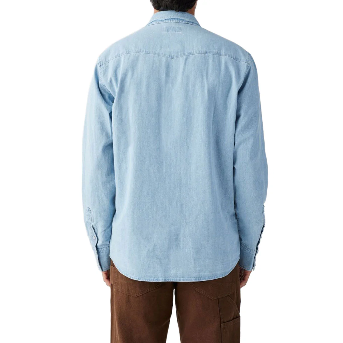 Seager Reagan Long Sleeve Pearl Snap Shirt - Light Wash - Image 5