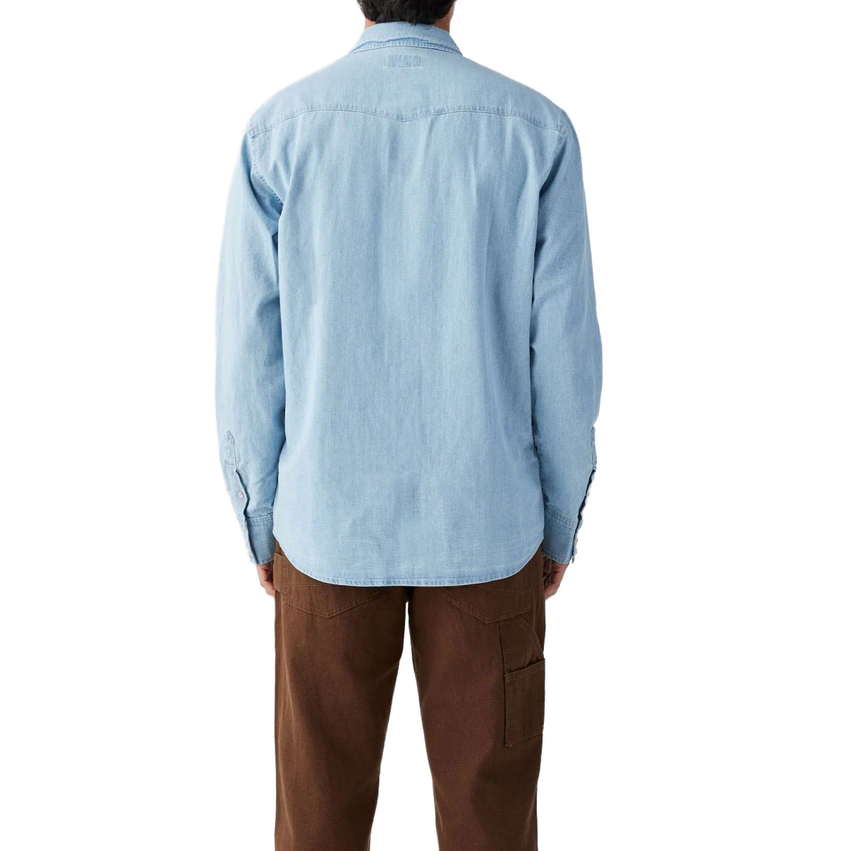 Seager Reagan Long Sleeve Pearl Snap Shirt - Light Wash - Image 5