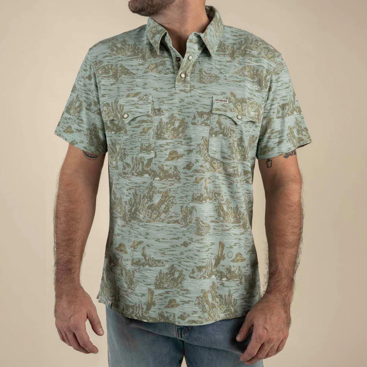 Sendero Cantina Polo Shirt - Desert Abduction Print - Image 2