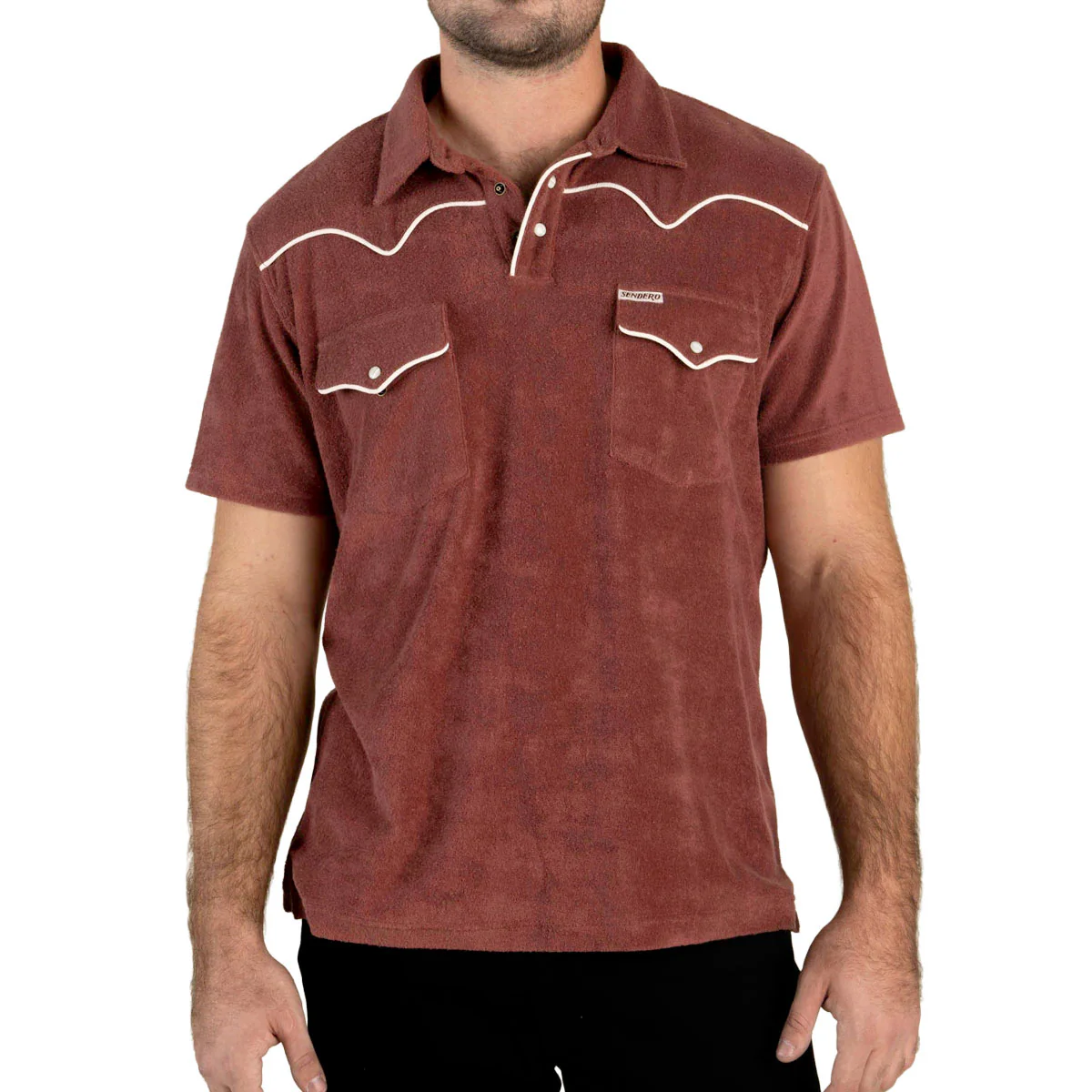 Sendero Cantina Terry Polo Shirt - Mahogony - Image 2