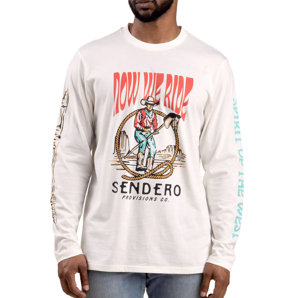 Sendero Stick Horse Long Sleeve T-Shirt - Vintage White - Image 2