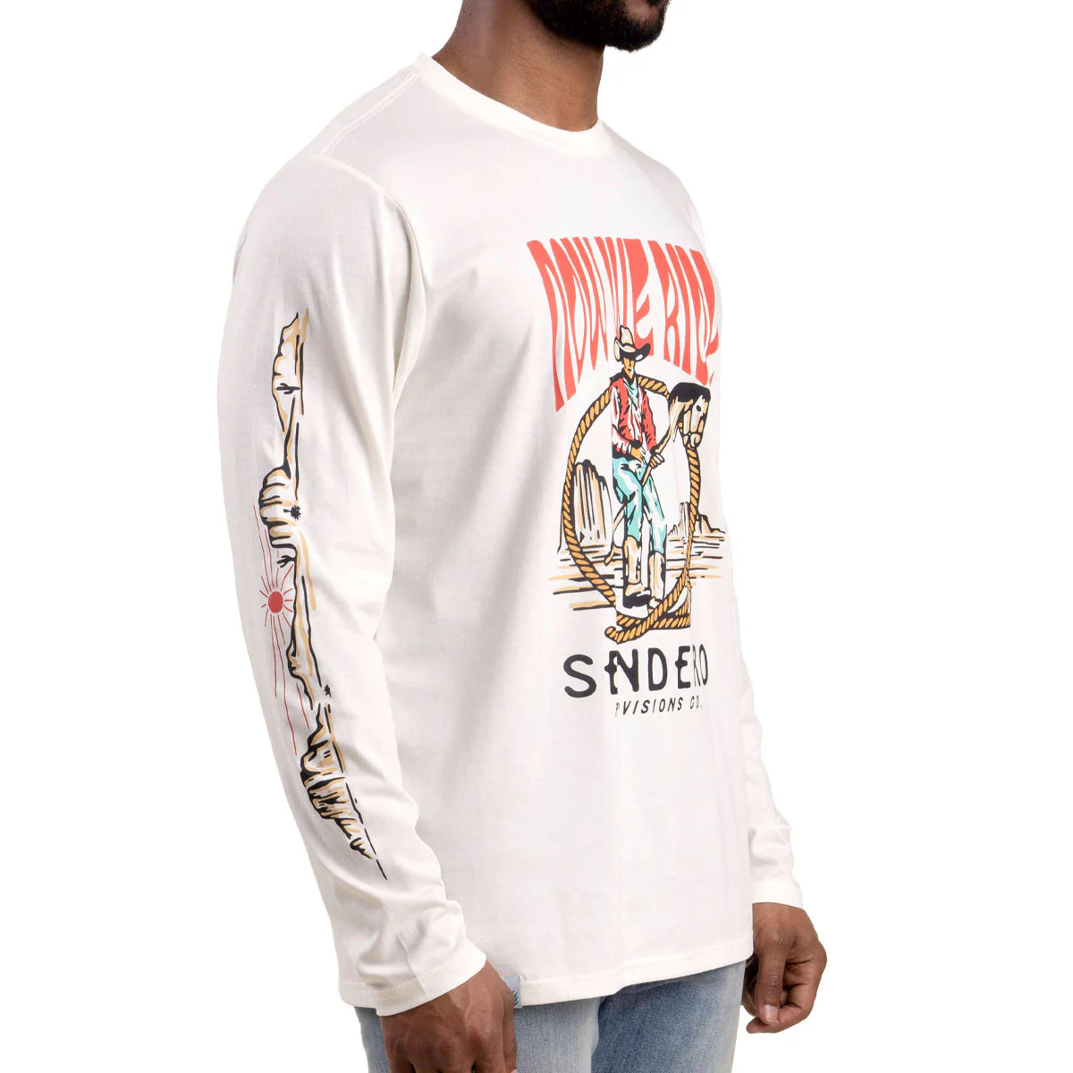 Sendero Stick Horse Long Sleeve T-Shirt - Vintage White - Image 3
