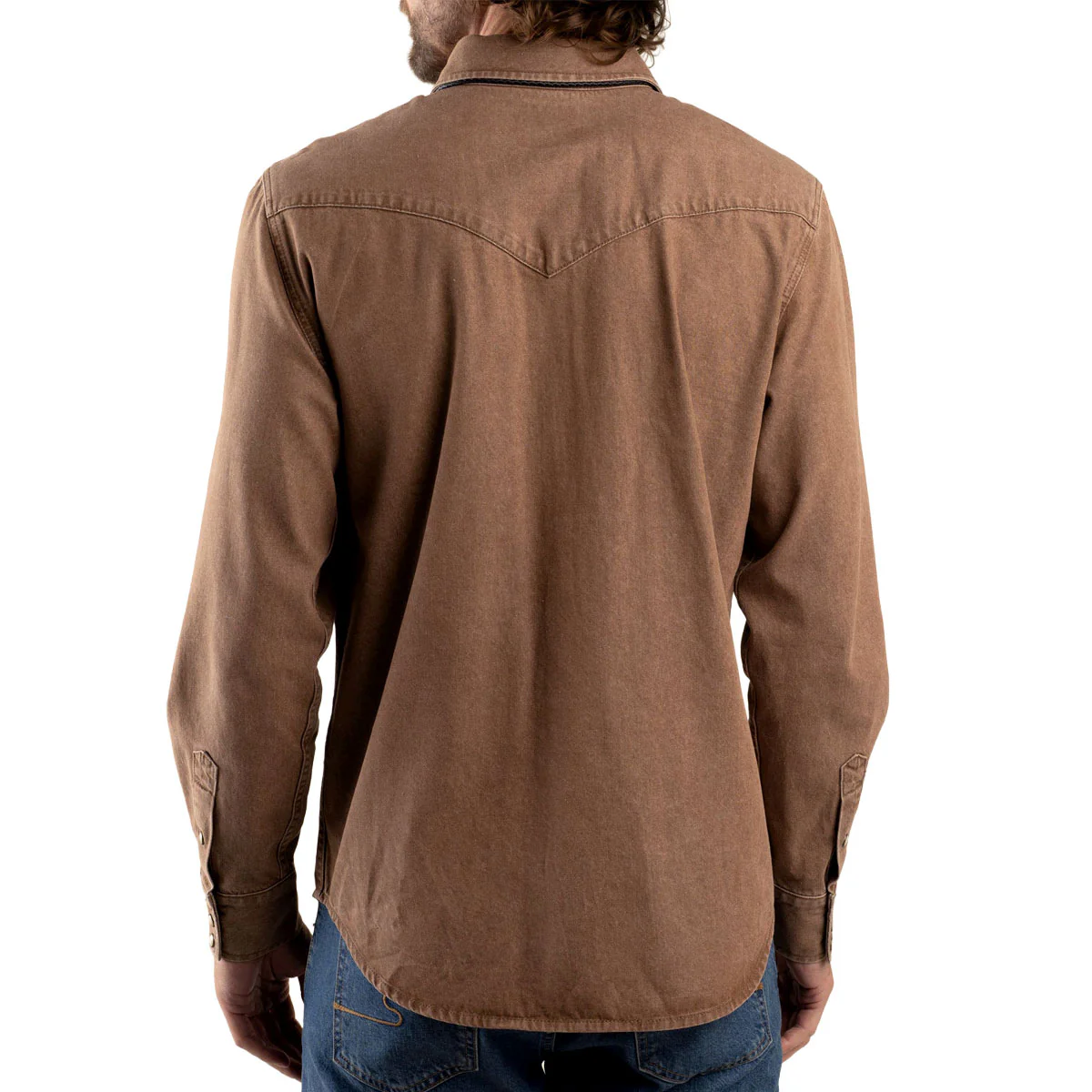 Sendero The Wyatt Pearl Snap Long Sleeve Shirt - Faded Brown - Image 2