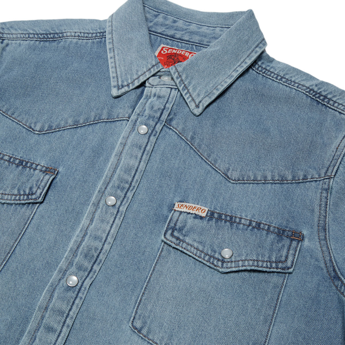 Sendero The Wyatt Pearl Snap Long Sleeve Shirt - Vintage Denim - Image 3