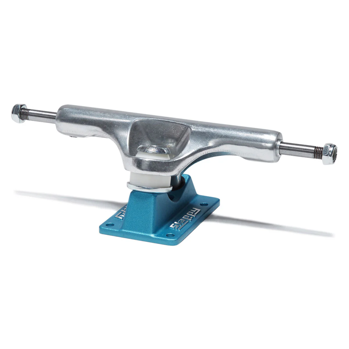 Slappy ST1 Inverted Hollow Lights Ultra Low Kingpin Skateboard Trucks - Polished/Light Blue - 8.25" - Image 2