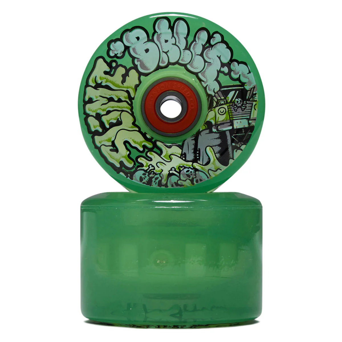 Slime Balls Accelerator Light Ups OG Slime 78a Skateboard Wheels - Transparent Green - 66mm - Image 2