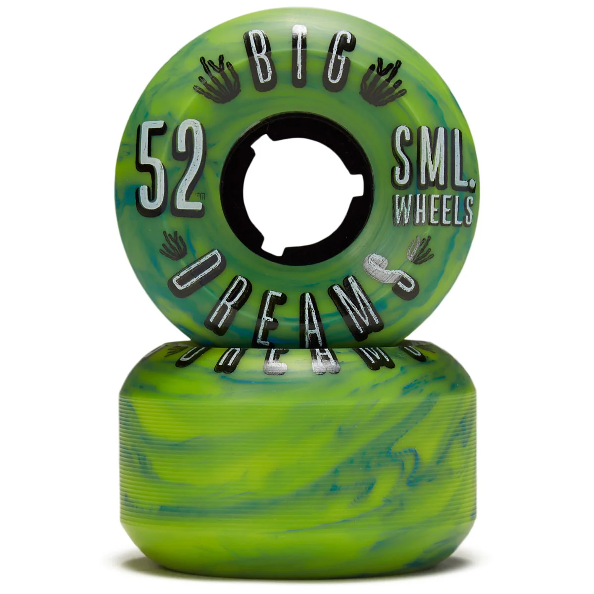 SML Succulent Cruisers 92a Skateboard Wheels - Blue/Yellow Swirl - 52mm - Image 2