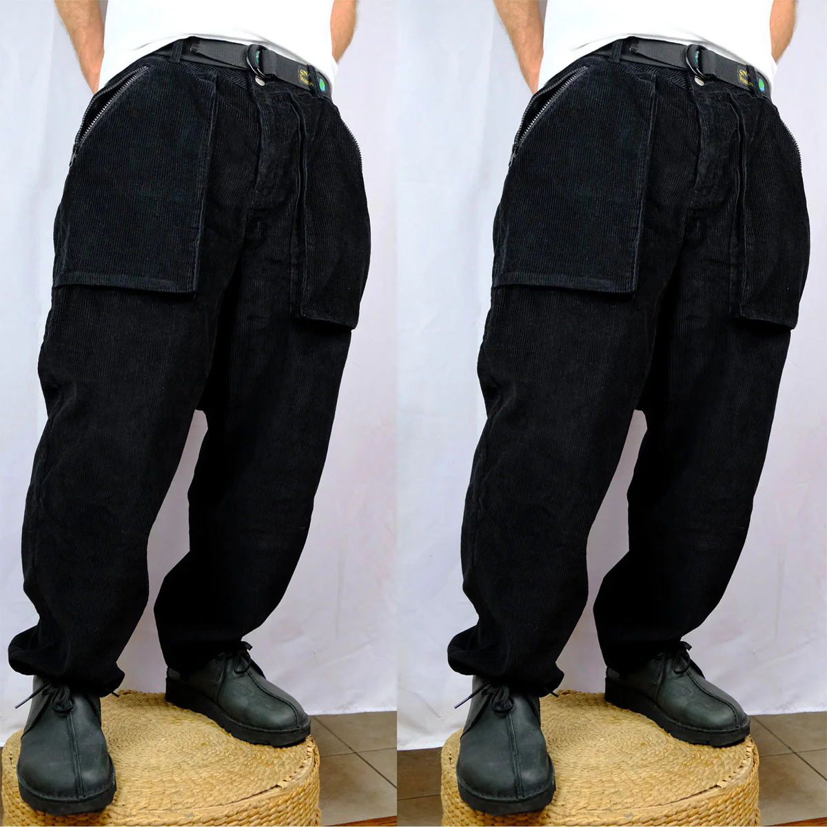 Snack Mic Check Corduroy Pants - Black - Image 5