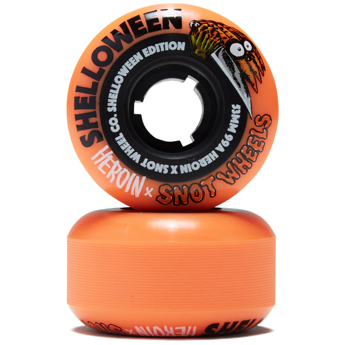 Snot x Heroin Shelloween 99a Skateboard Wheels - Orange/Black - 53mm - Image 2
