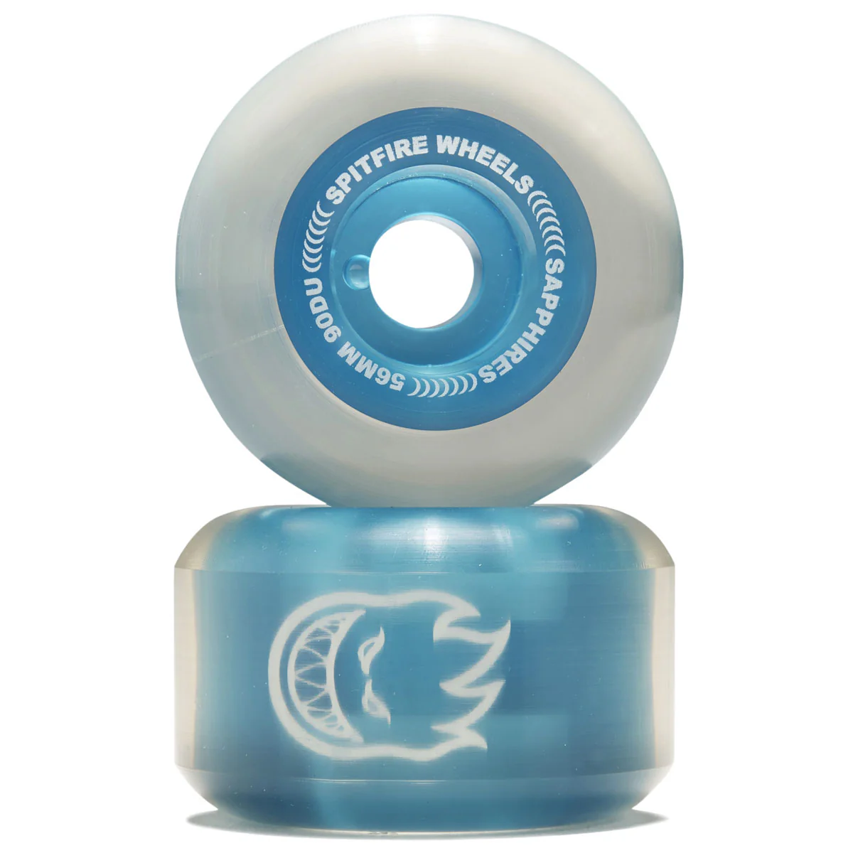 Spitfire 90d Sapphires Skateboard Wheels - Clear Blue - 56mm - Image 2