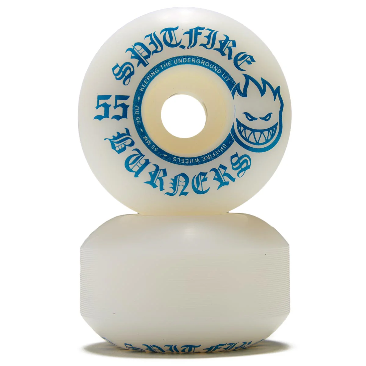 Spitfire 99du Burner Skateboard Wheels - White/Blue - 55mm - Image 2