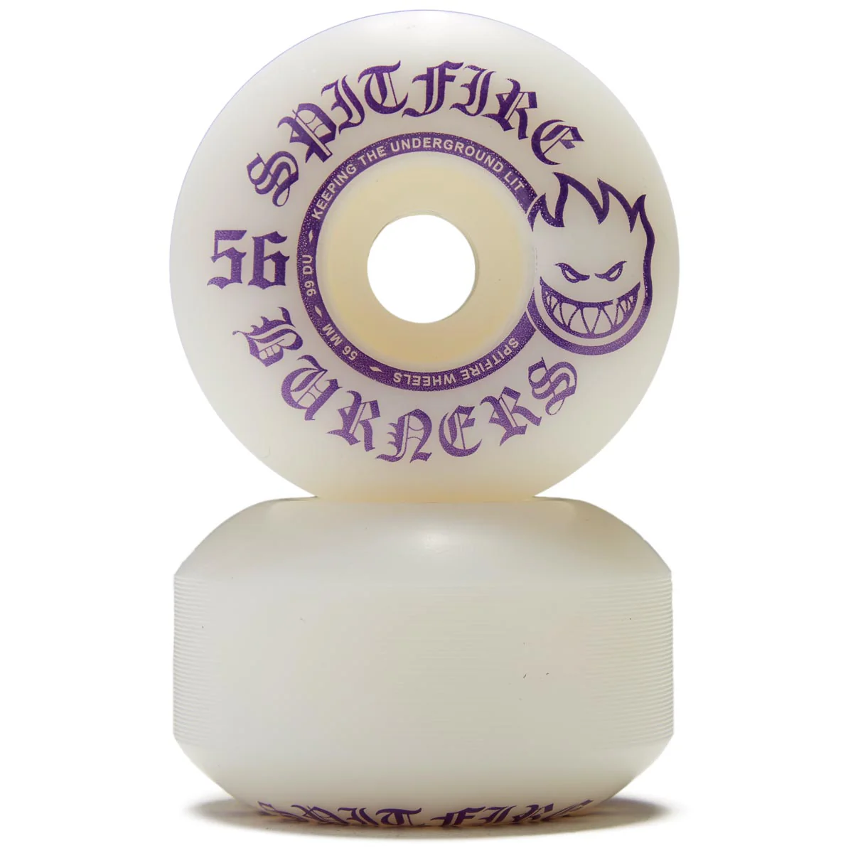 Spitfire 99du Burner Skateboard Wheels - White/Purple - 56mm - Image 2
