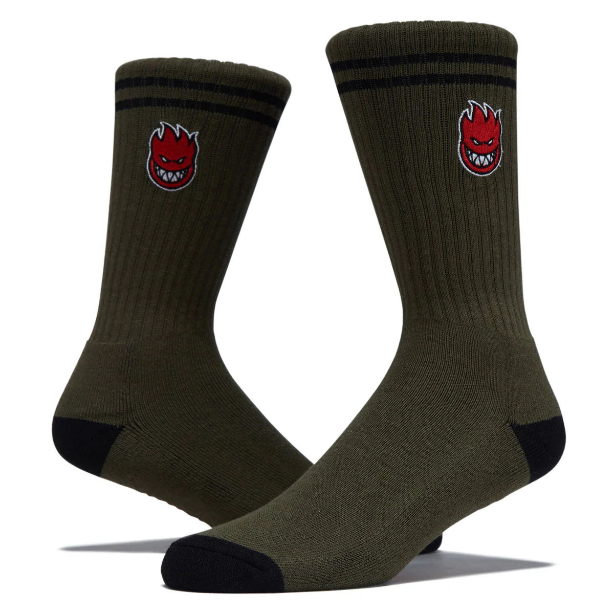 Spitfire Bighead Fill Emb Socks - Olive/Black/Red - Image 2