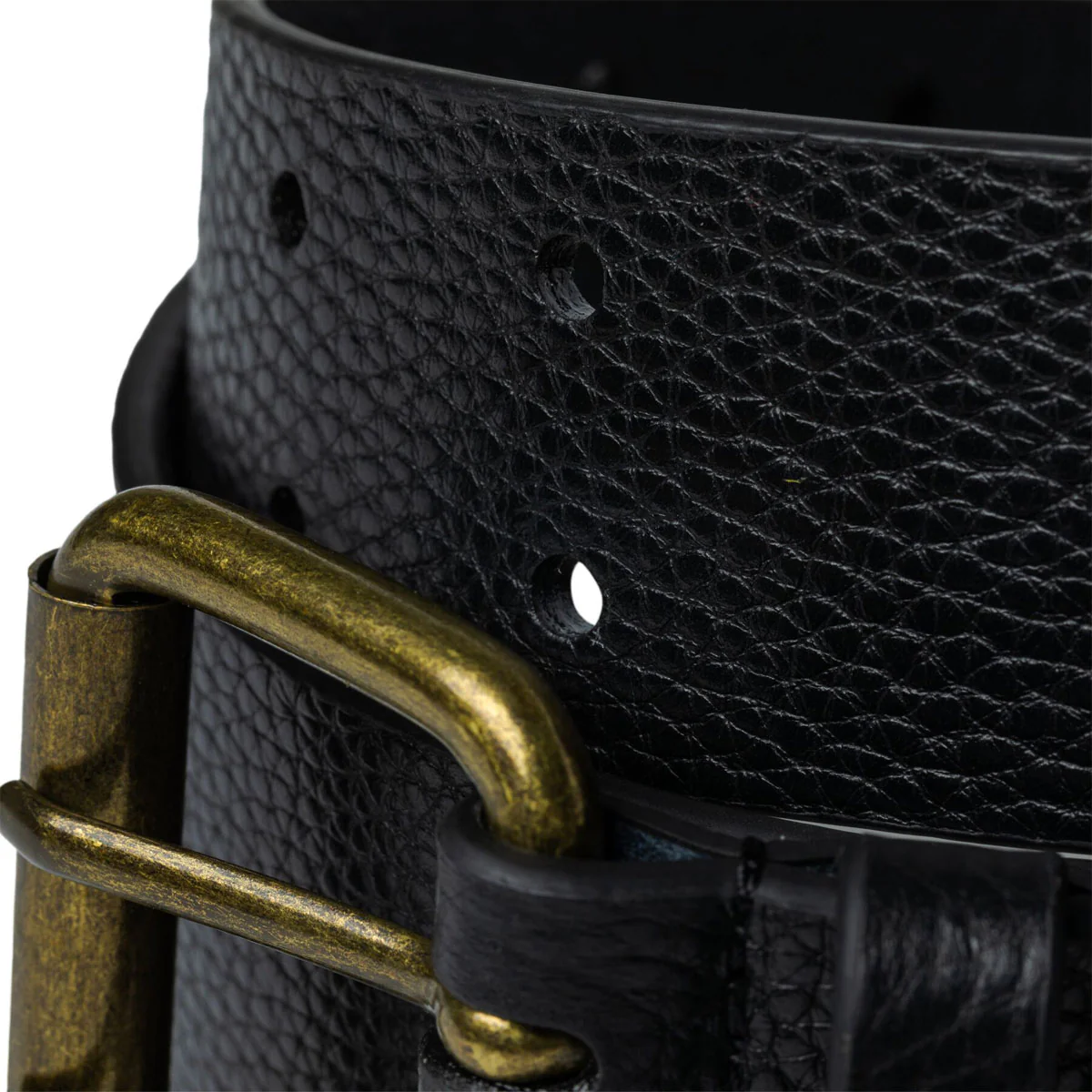 Spitfire Bighead Leather Belt - Black Pebble Grain/Antique Brass - Image 2