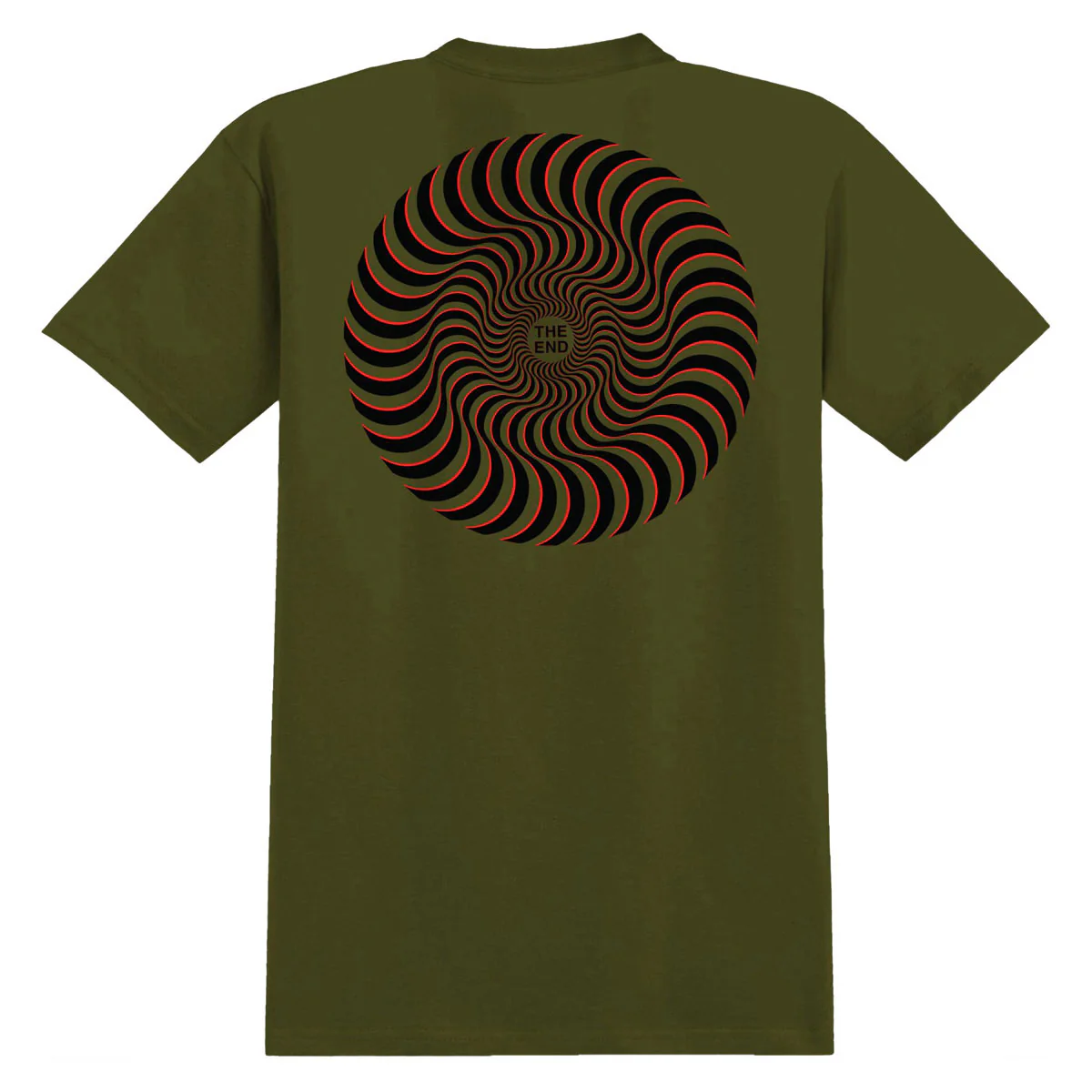 Spitfire Classic Swirl Overlay T-Shirt - Military Green/Black/Red
