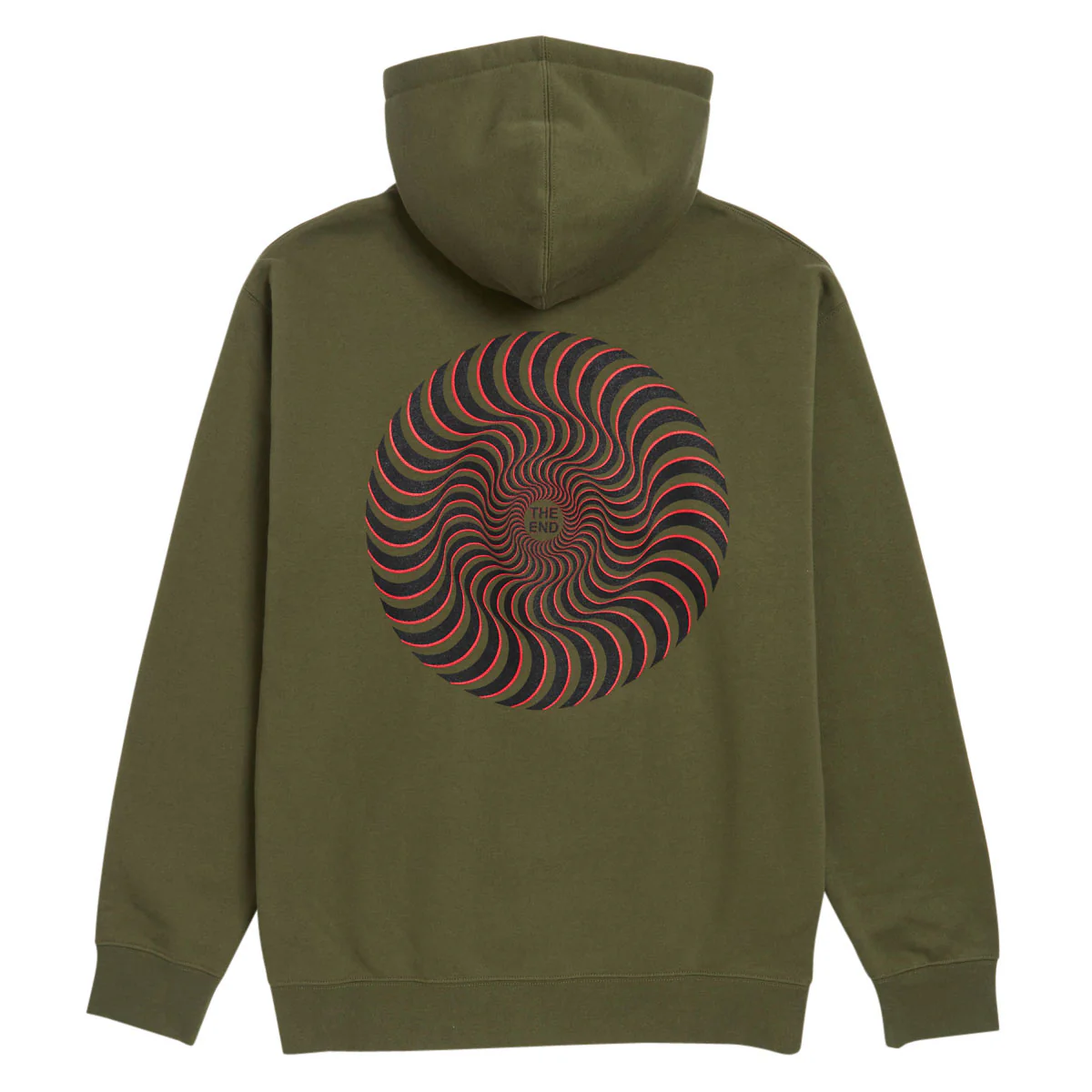 Spitfire Classic Swirl Overlay Zip Hoodie - Army/Black/Red - Image 2