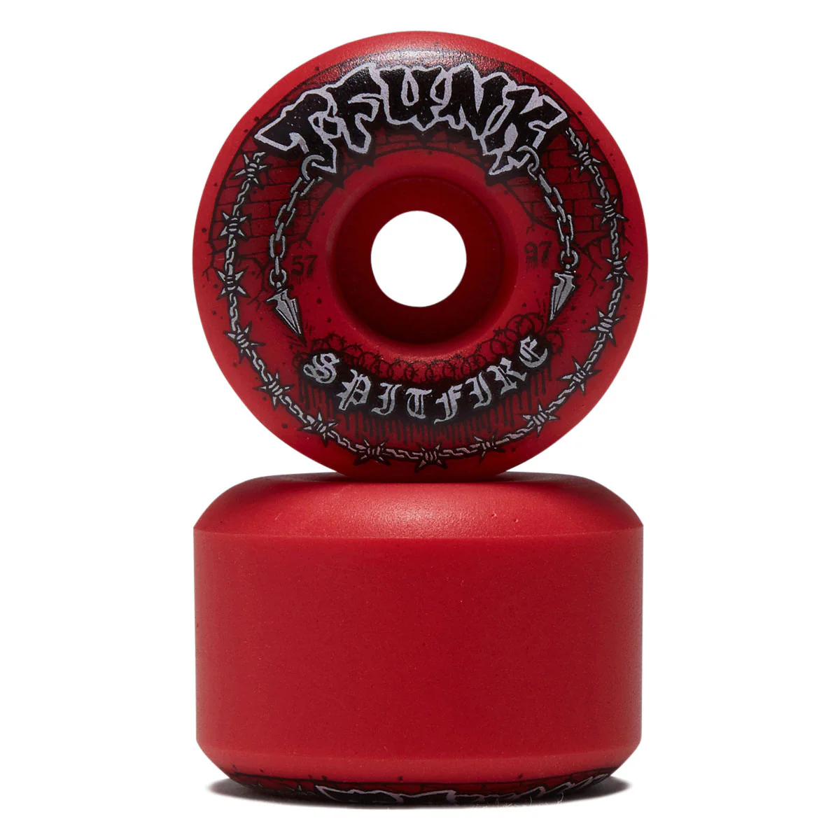Spitfire T-Funk Raw F4 97 Radial Full Skateboard Wheels - Red - 56mm - Image 2