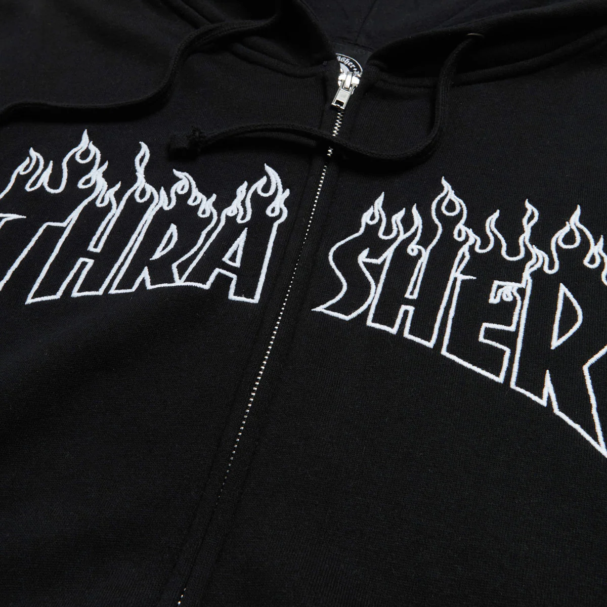 Thrasher Flame Embroidered Zip Hoodie - Black - Image 2
