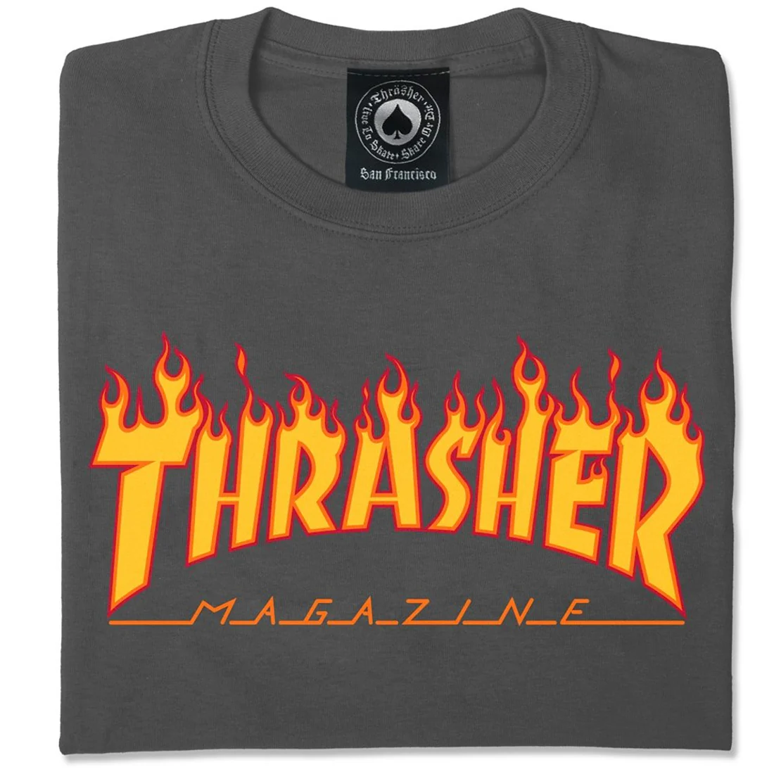 Thrasher Flame T-Shirt - Charcoal - Image 2