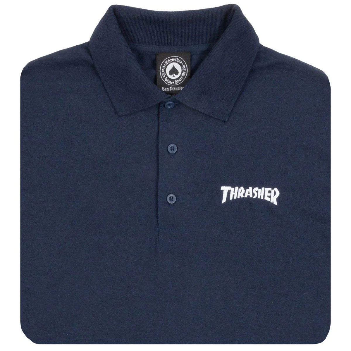 Thrasher Logo Embroidered Polo Shirt - Navy - Image 2