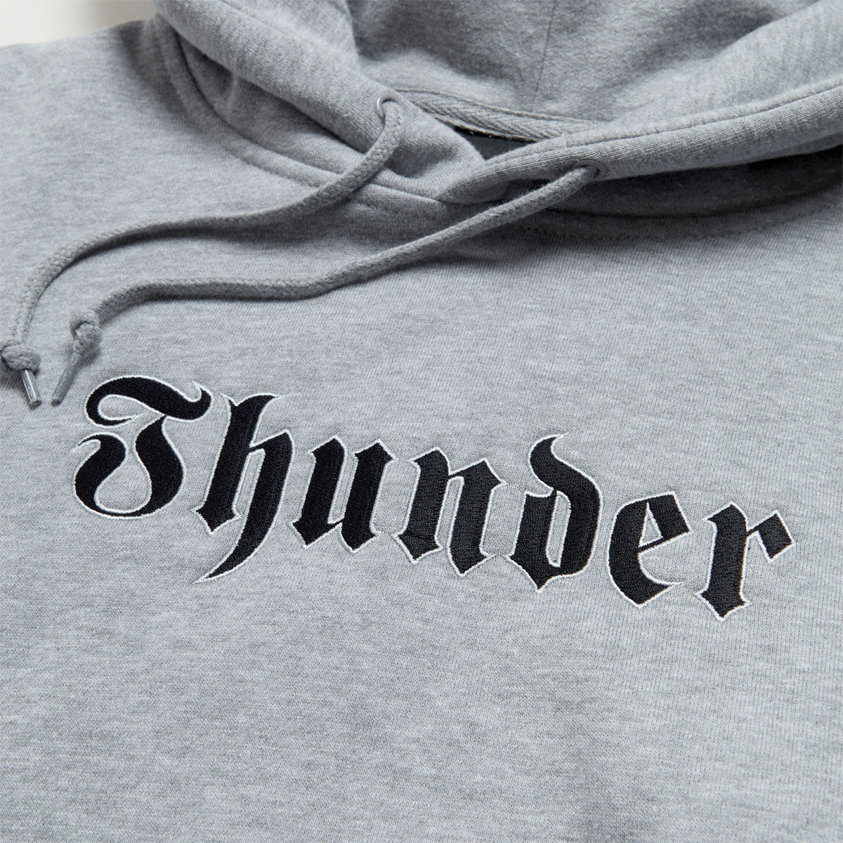 Thunder Script Hoodie - Heather Grey/Black Embroidery - Image 2