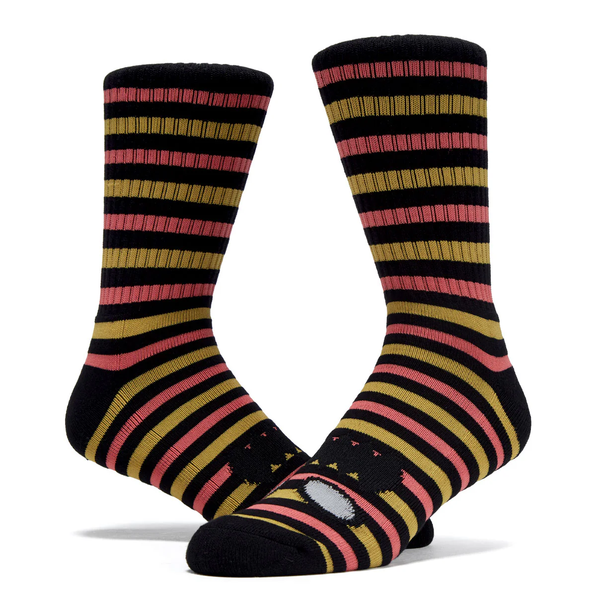 Toy Machine Monster Face Mini Stripes Socks - Black/Mustard - Image 2