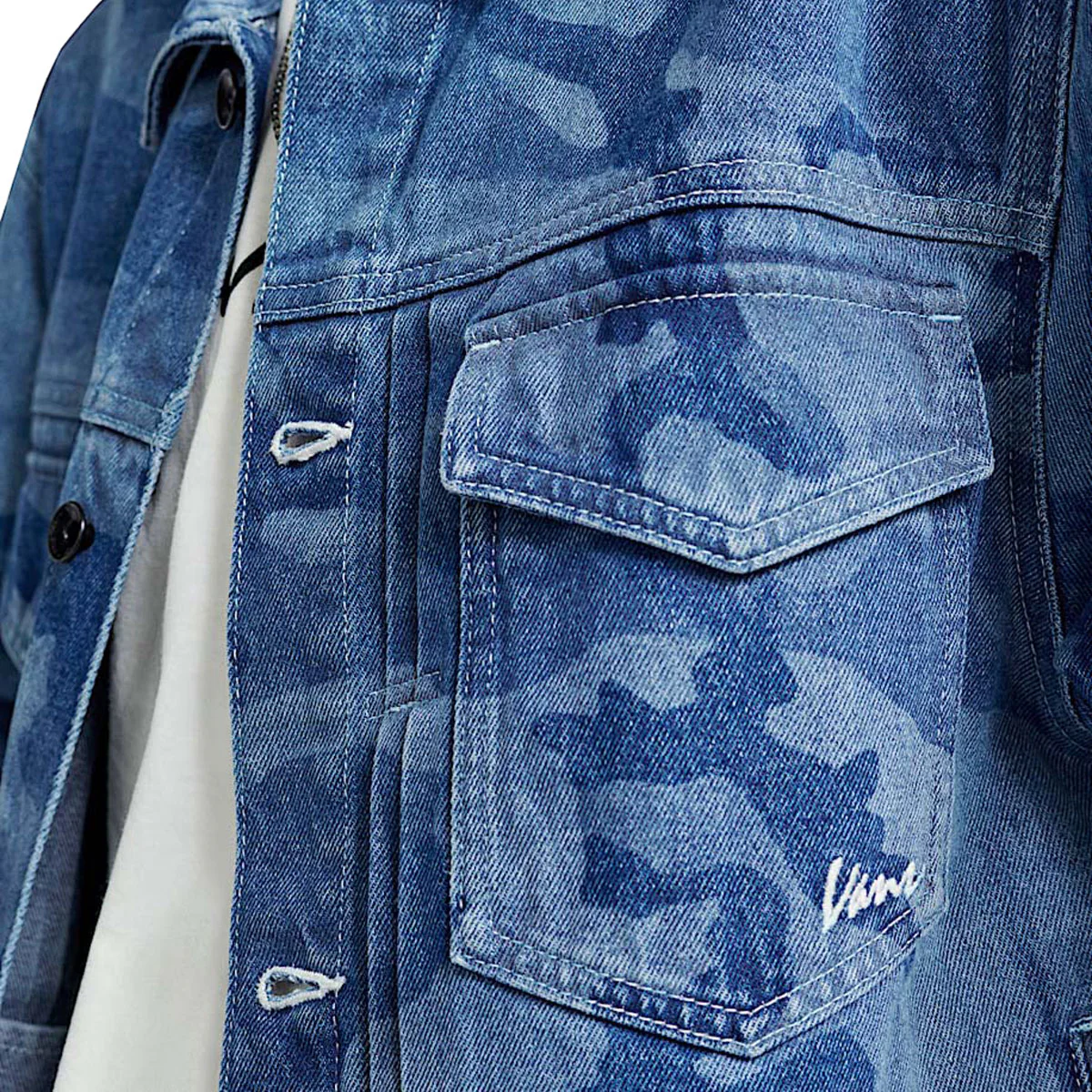 Vans Camo Denim Trucker Jacket - Stonewash Blue - Image 3