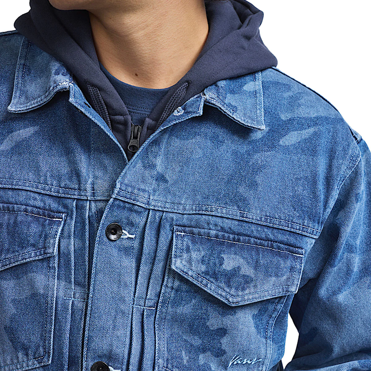 Vans Camo Denim Trucker Jacket - Stonewash Blue - Image 4