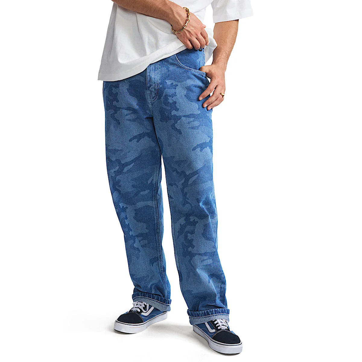 Vans Check-5 Loose Camo Printed Denim Jeans - Stonewash Blue - Image 2