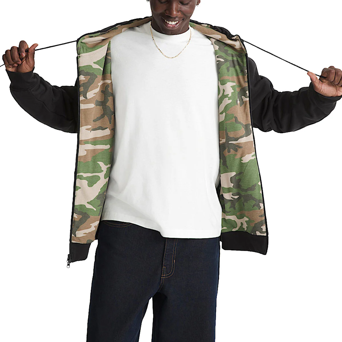 Vans Dover Thermal Lined Full Zip Up Jacket - Black/Vintage Camo - Image 2